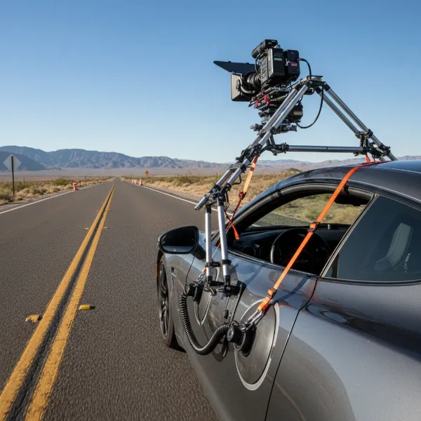 professional car camera rigging with suction cup mounts for stable filming