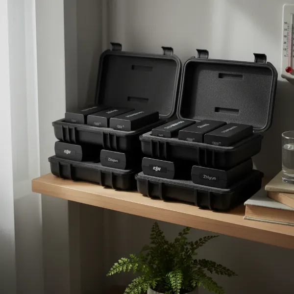 Gimbal batteries stored in a cool, dry environment, away from direct sunlight and heat sources.