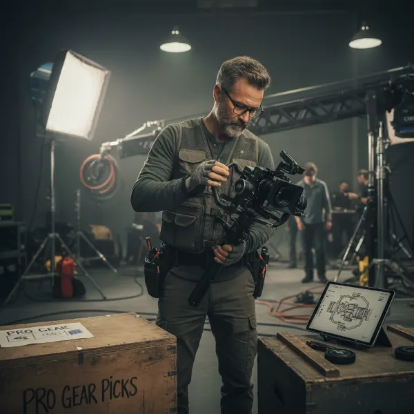 Expert holding a Gudsen Moza Air 2S, emphasizing its professional usage and an insightful buying guide