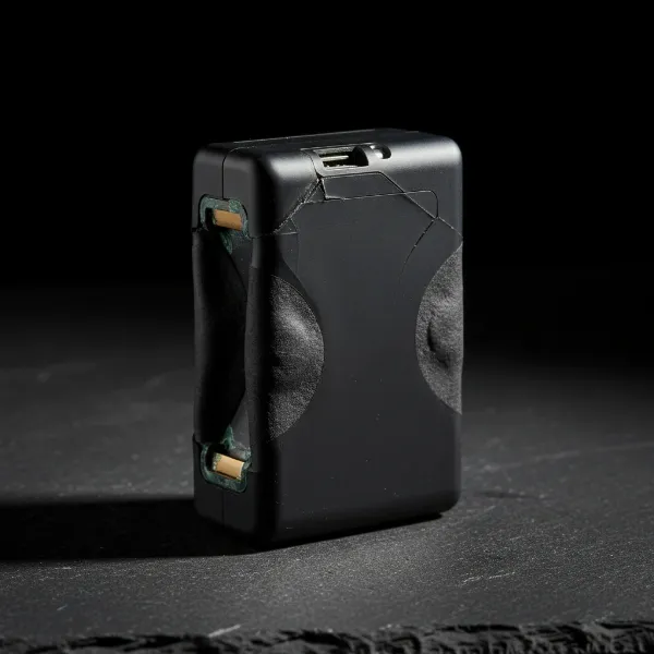 A visibly swollen and damaged gimbal battery, demonstrating the dangers of overcharging.